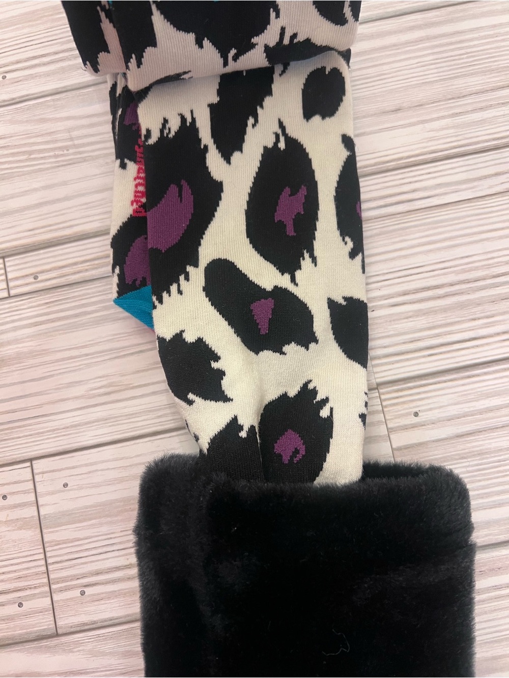 Little Miss Matched Leopard Print Fuzzy Socks - Picture 3 of 6